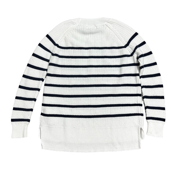 Old Navy size small long sleeved textured rib knit striped sweater navy & white - Picture 2 of 6
